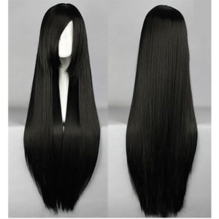 perruque cheveux long noir homme