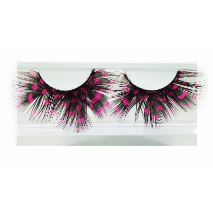 Faux Cils Plumes noir et rose n°002