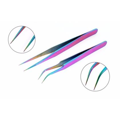 Set de 2 Pinces Colorées pour Extensions de Cils 