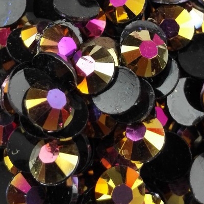 Strass 6mm - 1000 pièces - AB Black Gold Rose Magic