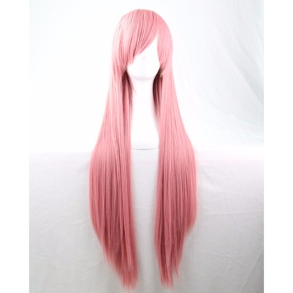 Perruque Rose cheveux longs et raides 80 cm