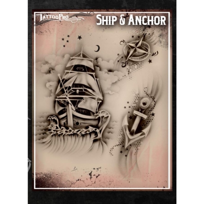 Pochoir Tattoo Pro - Stencils Ship & Anchor Bateau