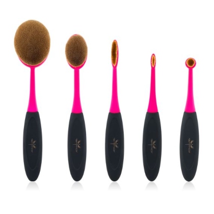 Brosse de Maquillage - Kit de 5 Brosses Rose