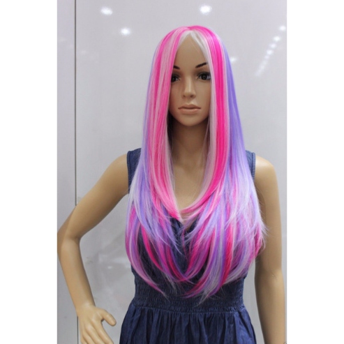 Perruque Multicolore 11 cheveux longs et raides 80 cm