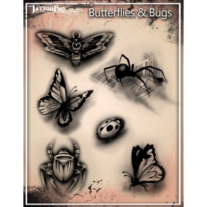 Pochoir Tattoo Pro - Stencils Butterfly & Bugs Papillons