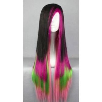 Perruque Multicolore 9 cheveux longs et dégradés 80 cm