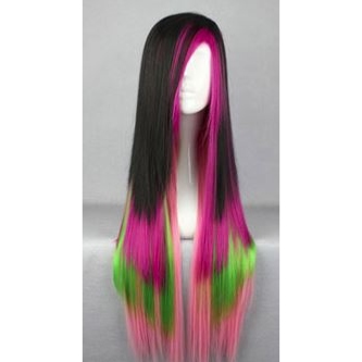 Perruque Multicolore 9 cheveux longs et dégradés 80 cm