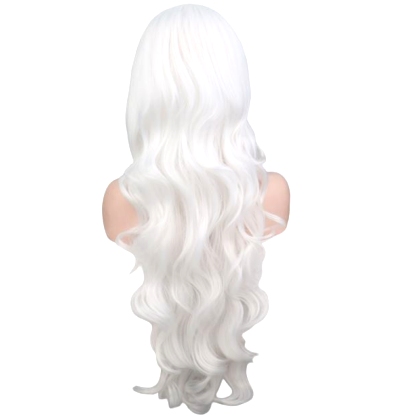 Perruque Blanche cheveux longs et ondulés 80 cm