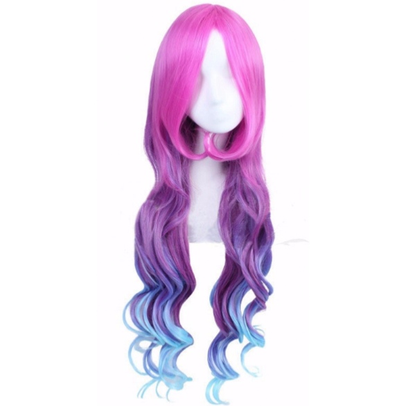 Perruque Multicolore 13 cheveux longs et bouclés 60 cm