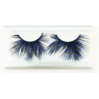 Faux Cils Plumes noir et bleu n°001
