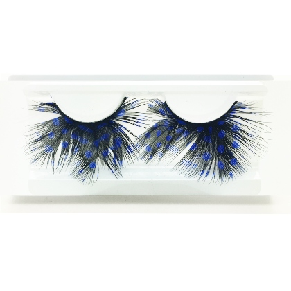 Faux Cils Plumes noir et bleu n001