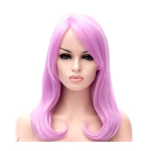 Perruque Rose cheveux mi-longs et raides 40 cm