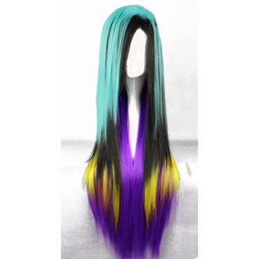 Perruque Multicolore 8 cheveux longs et dégradés 80 cm