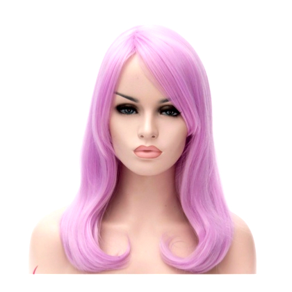 Perruque Rose cheveux mi-longs et raides 40 cm