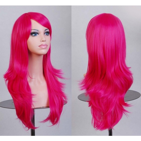 Perruque Rose cheveux longs dégradés 70 cm