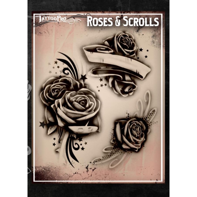 Pochoir Tattoo Pro - Stencils Roses & Scrolls