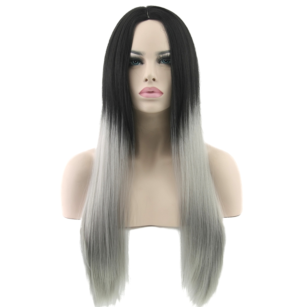 perruque cheveux long gris