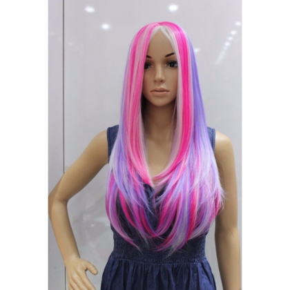 Perruque Multicolore 11 cheveux longs et raides 80 cm