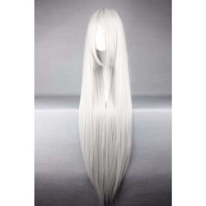 Perruque Blanche cheveux longs et raides 100 cm