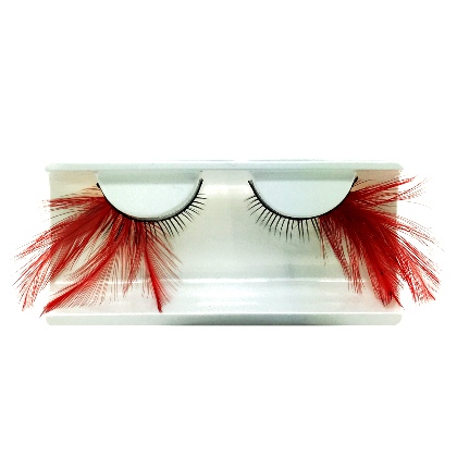 Faux Cils Plumes noir et rouge n°060