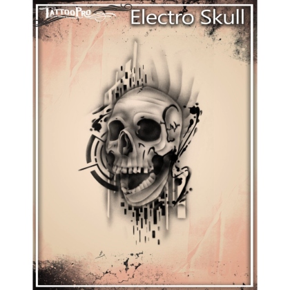 Pochoir Tattoo Pro - Stencils Electro Skull Tête de Mort