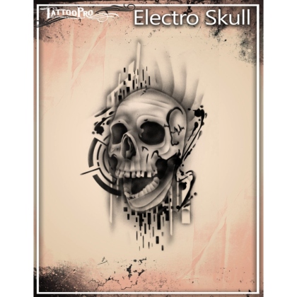 Pochoir Tattoo Pro - Stencils Electro Skull Tte de Mort