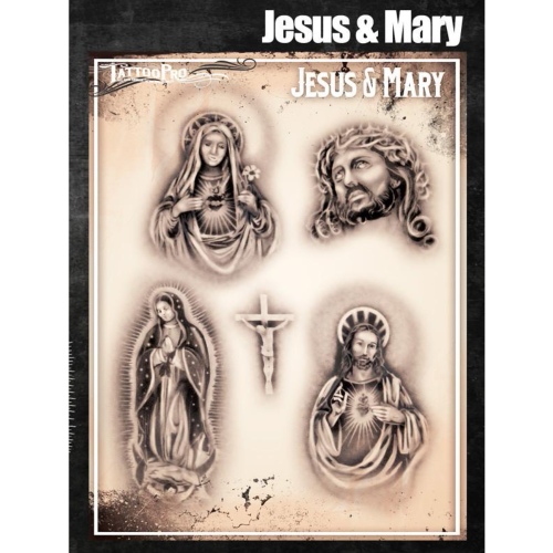 Pochoir Tattoo Pro - Stencils Jesus & Mary