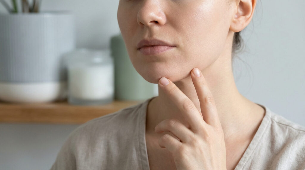 Comment traiter un bouton interne au menton sans douleur